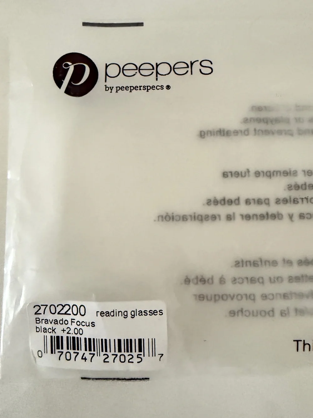 Peepers Bravado Focus Blue Light Reading Glasses +2.00 Black NWT Case Included